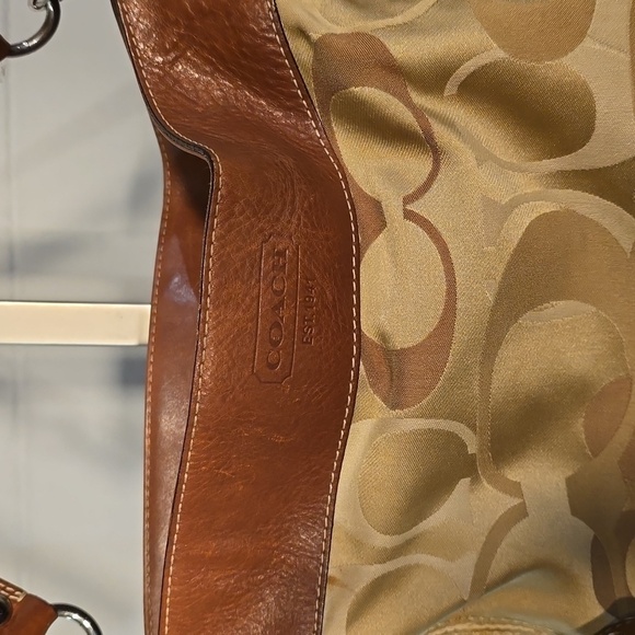 Gold and tan Coach purse - Picture 2 of 14